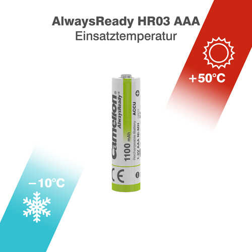 רביעיית סוללות נטענות Camelion AlwayReady AAA 1100mAh NI-MH