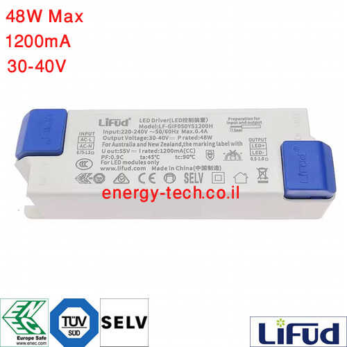 דרייבר זרם קבוע LIFUD 1200mA DC30-40V 48w