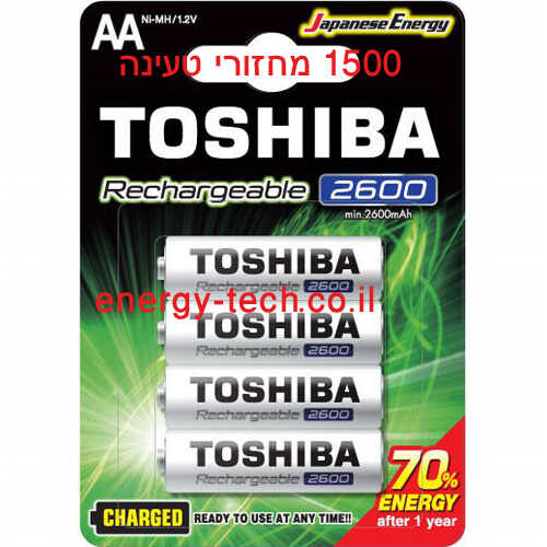 רביעיית סוללות נטענות TOSHIBA AA 2600mAh NI-MH