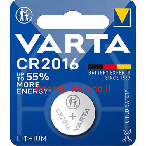 סוללת ליתיום VARTA CR2016 3V 100mAh