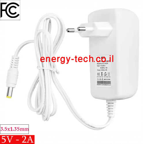 ספק כוח לבן DC5V 2A תקע 1.35x3.5mm